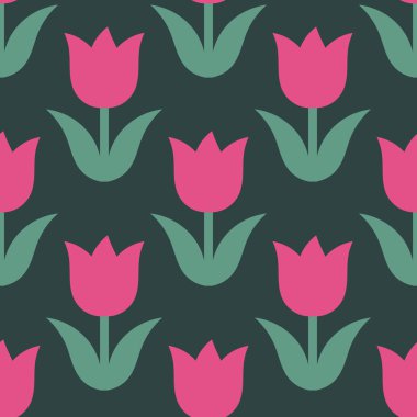 Lale çiçekleri kusursuz desen. Vektör illüstrasyonu.