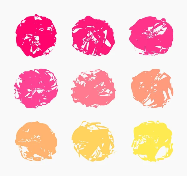 Grunge Style Coloré Coup Pinceau Taches Ensemble Illustration Vectorielle — Image vectorielle