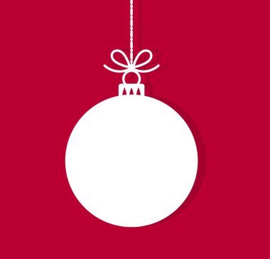 Kırmızı arka planda noel topu süslemesi. Vektör illüstrasyonu.