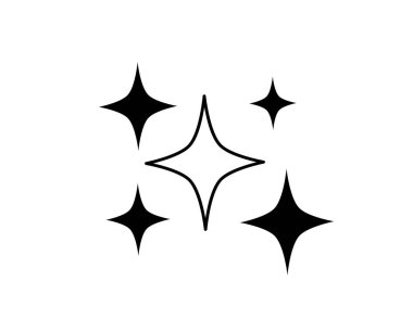 Gece gökyüzü ikonunda yıldızlar. Vektör illüstrasyonu.