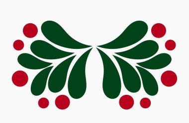 Noel ökse otu süslemeleri kırmızı böğürtlenlerle süslenir. Holly böğürtlen vektörü çizimi.