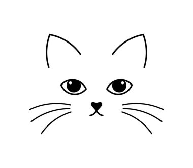 Şirin kedi surat çizgisi ikonu. Vektör illüstrasyonu