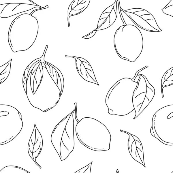 レモンと葉でシームレスなパターン ベクターイラスト — ストックベクタ