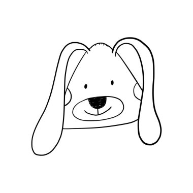 Cute bunny icon for nursery decor - vector