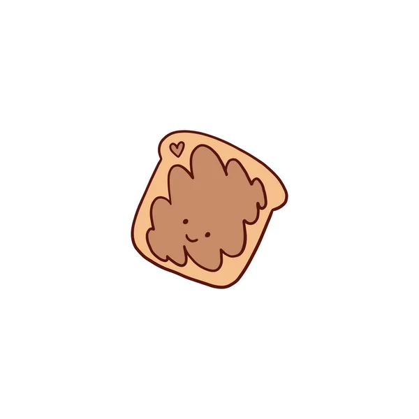 National Peanut Butter Lover Day Ikonen Doodle Cartoon Stil Toast — Stockvektor