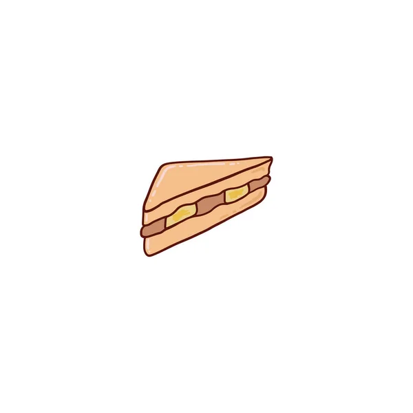 ナショナルピーナッツバターの恋人の日のアイコンは 落書き漫画のスタイルで ベクトルイラスト ピーナッツバターとバナナのサンドイッチ — ストックベクタ