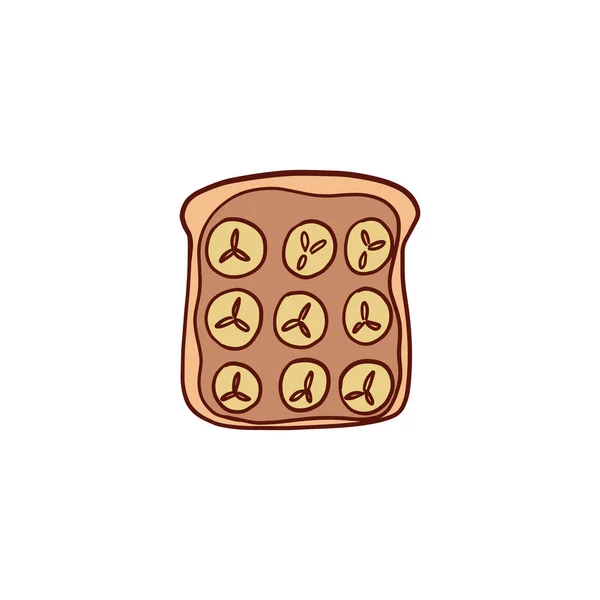 Иконки Дня Любителей Арахисового Масла Мультяшном Стиле Векторная Иллюстрация Тост — стоковый вектор