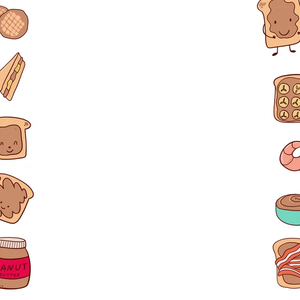 Banner Dia Nacional Amante Manteiga Amendoim Estilo Desenho Animado Doodle — Vetor de Stock