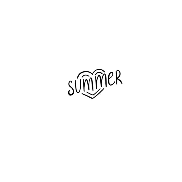 Doodle Sticker Heart Word Summer Vector Illustration — Stock Vector