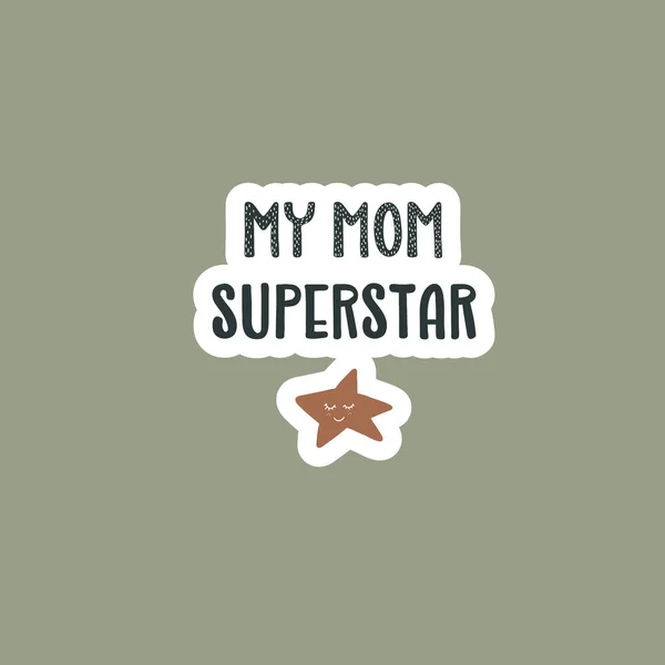 Cute Hand Drawn Sticker Happy Mothers Day Vector Illustration — Stock Vector