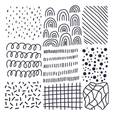 Elle çizilmiş karalama biçiminde çapraz kapak desenleri - vektör illüstrasyonu