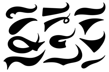 Dekorasyon çarpıcı semboller, retro altı çizili kuyruklar