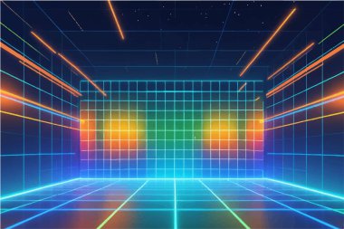 VR HUD gelecekteki kullanıcı arayüzü ızgarası