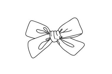 Dekoratif kız kurdelesi saç fiyongu eskiz karalama tarzında. Vektör illüstrasyonu