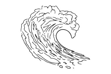 Deniz sörfü okyanus dalgaları vektör olarak yaz stili çizer