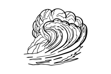 Deniz sörfü okyanus dalgaları vektör olarak yaz stili çizer