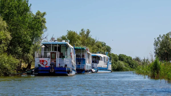 Barcos Nos Pântanos Delta Danúbio — Fotografia de Stock