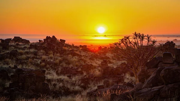 Zonsondergang Het Landschap Van Namibië Afrika — Stockfoto