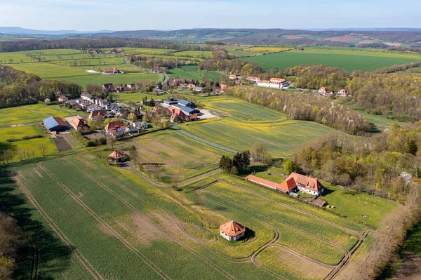 stock image The village of Altefeld between the fields in North Hesse