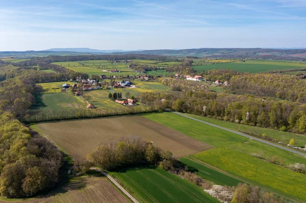 stock image The village of Altefeld between the fields in North Hesse