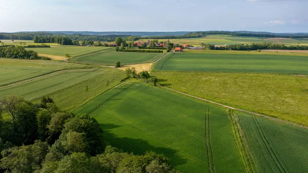 Landskapet Vid Herleshausen Hessen Och Thüringen Stockfoto