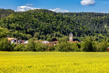 Thuringia 'daki Werra Vadisi' ndeki Creuzburg Kilisesi.