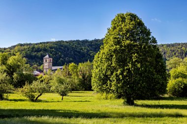 Thuringia 'daki Werra Vadisi' ndeki Creuzburg Kilisesi.