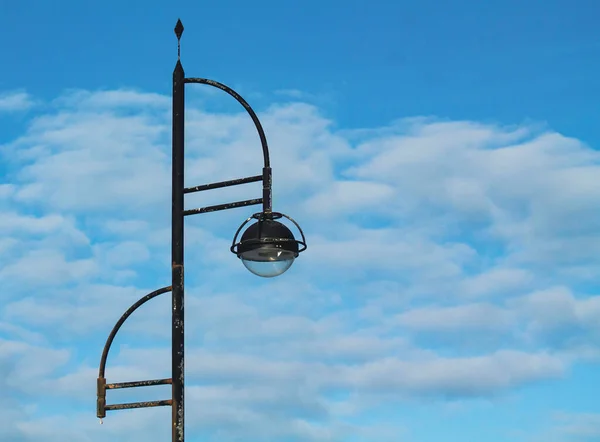 Upper Part Pillar Street Lamp Canopy Blue Sky Background — Stock Photo, Image