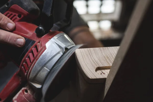 Close Detail Sander Working Wood — Stock Photo, Image