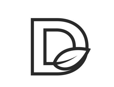 D harfi yapraklı. Eko, doğa ve çevre tasarım elementleri. izole vektör resmi