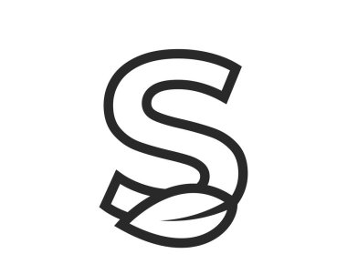 line letter s with leaf. alphabet eco logo. nature and environment design element. isolated vector image in simple style