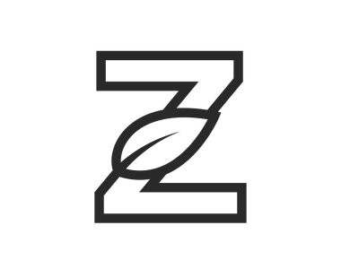 line letter z with leaf. alphabet eco logotype. nature and environment design element. isolated vector image in simple style
