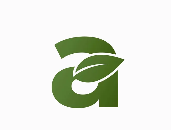 Yapraklı Küçük Bir Harf Yaratıcı Eko Logo Tasarımı Doğa Çevre — Stok Vektör