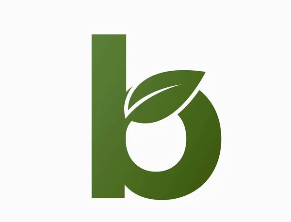 葉のついた小さな文字B エコアルファベットのロゴ 自然と環境のデザイン要素です 孤立したベクトル画像 — ストックベクタ