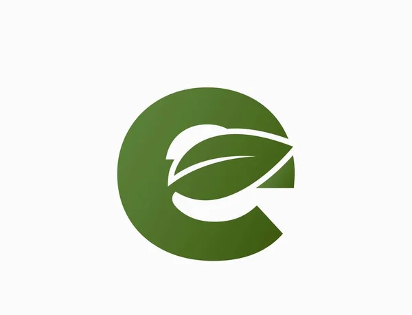 Small Letter Leaf Creative Eco Logo Nature Environment Design Element — Stock Vector