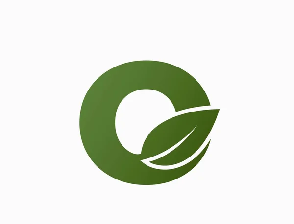 葉付きの小さな手紙O エコアルファベットのロゴ 自然と環境のデザイン要素です 単純な形で分離されたベクトル画像 — ストックベクタ
