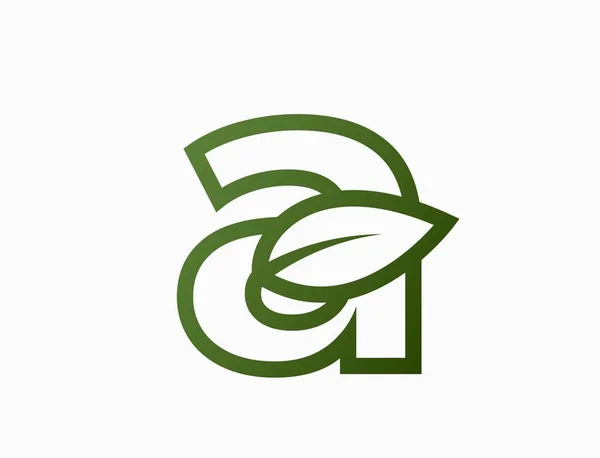 Letra Línea Pequeña Con Hoja Diseño Logotipo Ecológico Creativo Eco — Archivo Imágenes Vectoriales