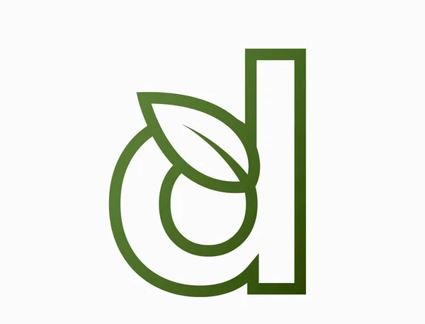 Letra Linha Pequena Com Folha Símbolo Logotipo Eco Eco Amigável — Vetor de Stock
