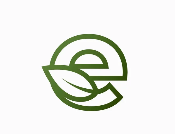 Yapraklı Harfi Yaratıcı Eko Logosu Çevre Dostu Ekoloji Çevre Sembolü — Stok Vektör
