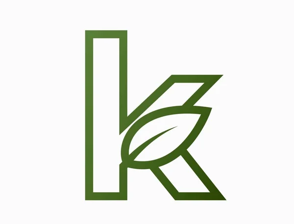 Yapraklı Küçük Satır Harfi Eko Alfabesi Logosu Çevre Dostu Ekoloji — Stok Vektör