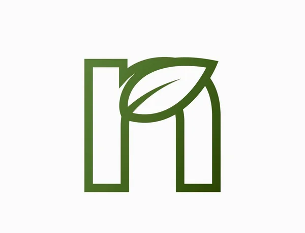 Letra Línea Pequeña Con Hoja Diseño Logotipo Ecológico Creativo Eco — Vector de stock