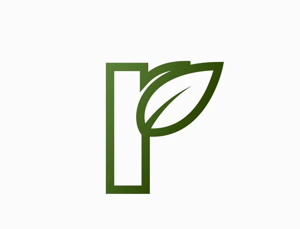 Malé Řádkové Písmeno Listem Kreativní Eko Logo Ekologický Ekologický Symbol — Stockový vektor
