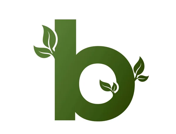 緑の小文字Bは葉のアイコンです エコアルファベットのロゴ 自然と環境のデザイン要素です 孤立したベクトル画像 — ストックベクタ