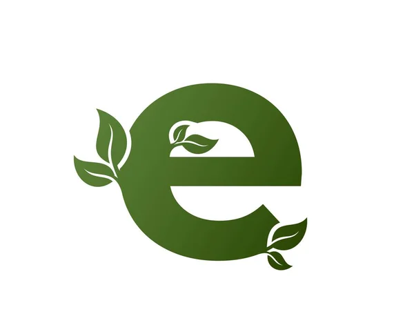 Zöld Kisbetűs Betű Levelek Ikonnal Kreatív Öko Logó Természet Környezet — Stock Vector