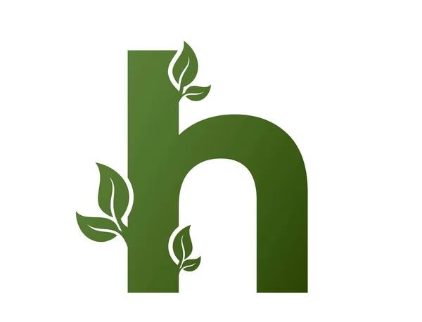 Groene Kleine Letter Met Bladeren Pictogram Creatief Eco Logo Element — Stockvector