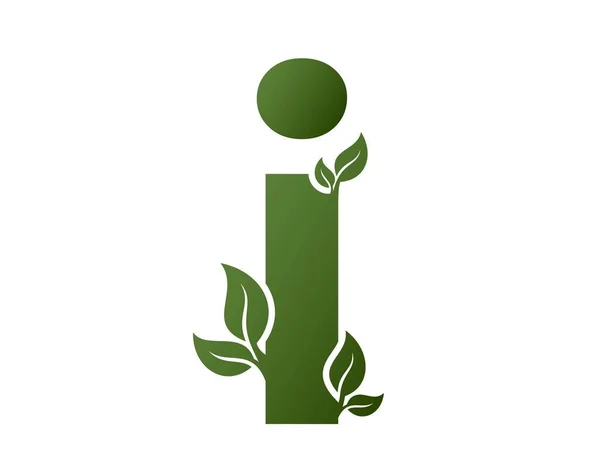 Zöld Kisbetűs Betű Levelek Ikonnal Kreatív Ábécé Logotípus Természet Környezet — Stock Vector