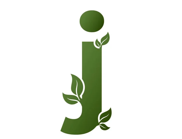 緑の小文字のJと葉のアイコン 創造的なアルファベットエコロゴタイプ 自然と環境のデザイン要素です 孤立したベクトル画像 — ストックベクタ