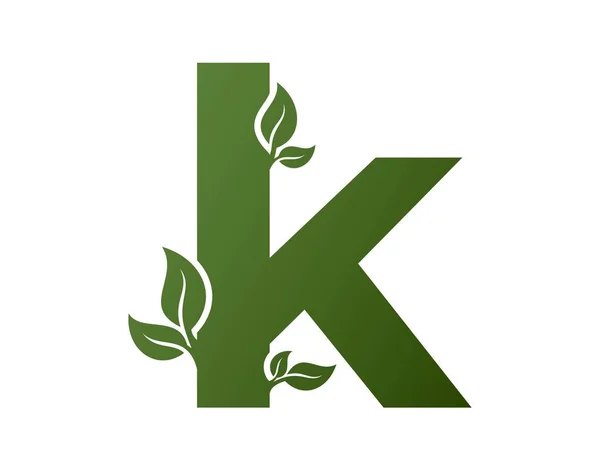 Yeşil Küçük Harfli Harfi Yaprak Simgesi Ile Eko Alfabesi Logosu — Stok Vektör
