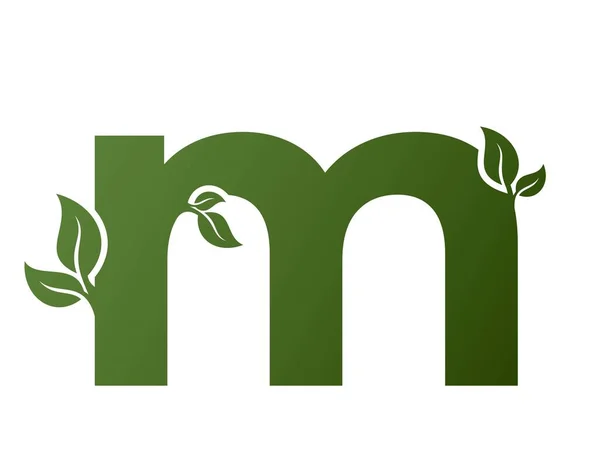 Letra Minúscula Verde Com Ícone Folhas Natureza Eco Ambiente Alfabeto —  Vetores de Stock