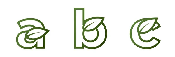 Regel Kleine Letters Met Blad Alfabet Logo Ontwerp Milieuvriendelijk Milieuvriendelijk — Stockvector